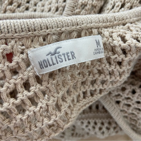 HOLLISTER Cream Crochet Tank Dress Swim Cotton Coverup Women’s Size Medium - Picture 5 of 5